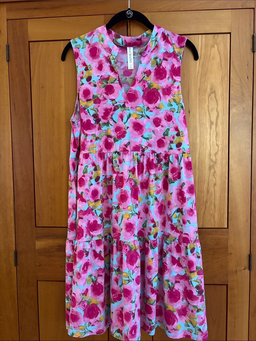 Dear Scarlett Pink Floral Sleeveless Tiered Dress